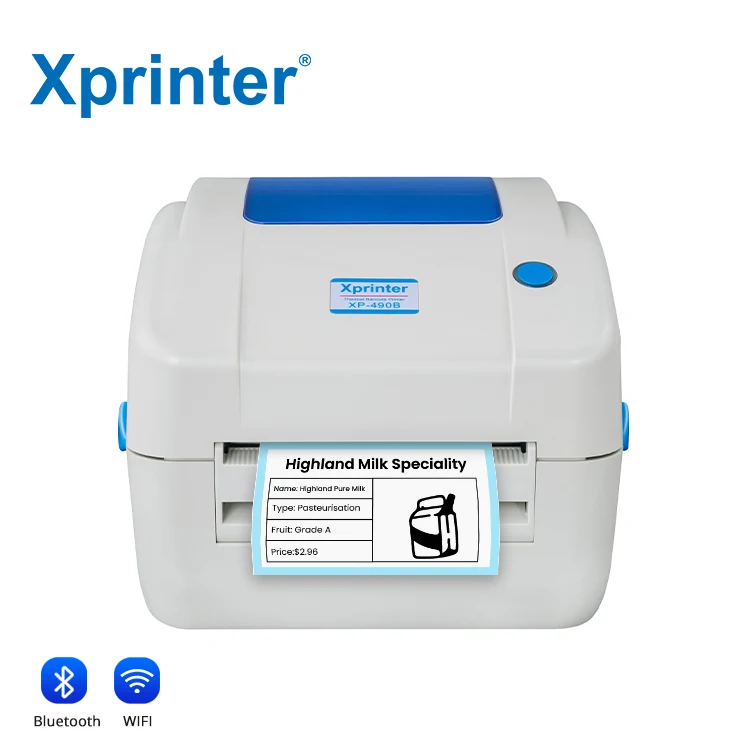 Shipping Label Printer Xprinter XP-490B Sticker Printing Machine 152mm/s Printing Speed 4x6 Label Thermal Printer For Logistics