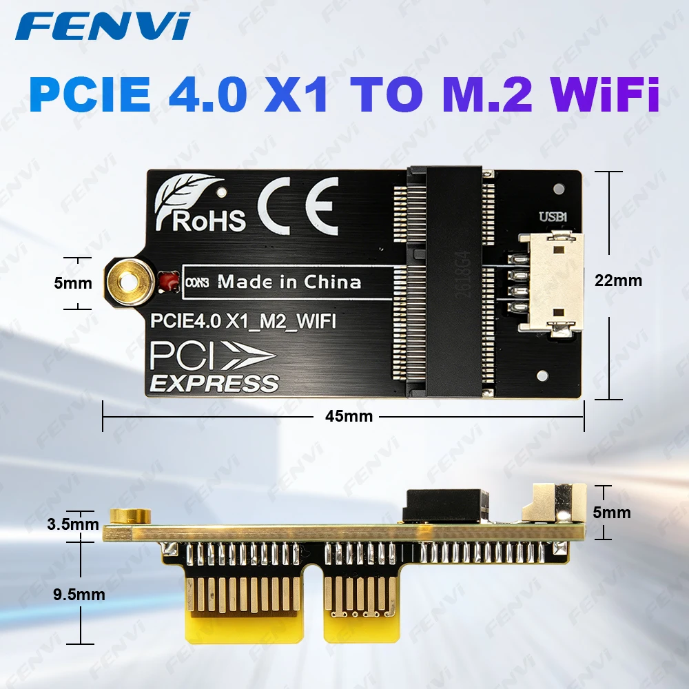 PCIe 4.0 x1 Adapter Card to M.2 WiFi Coverter for PC Desktop Wi-Fi 7 BE200 WiFi6e AX210 AX200 NGFF Network Card