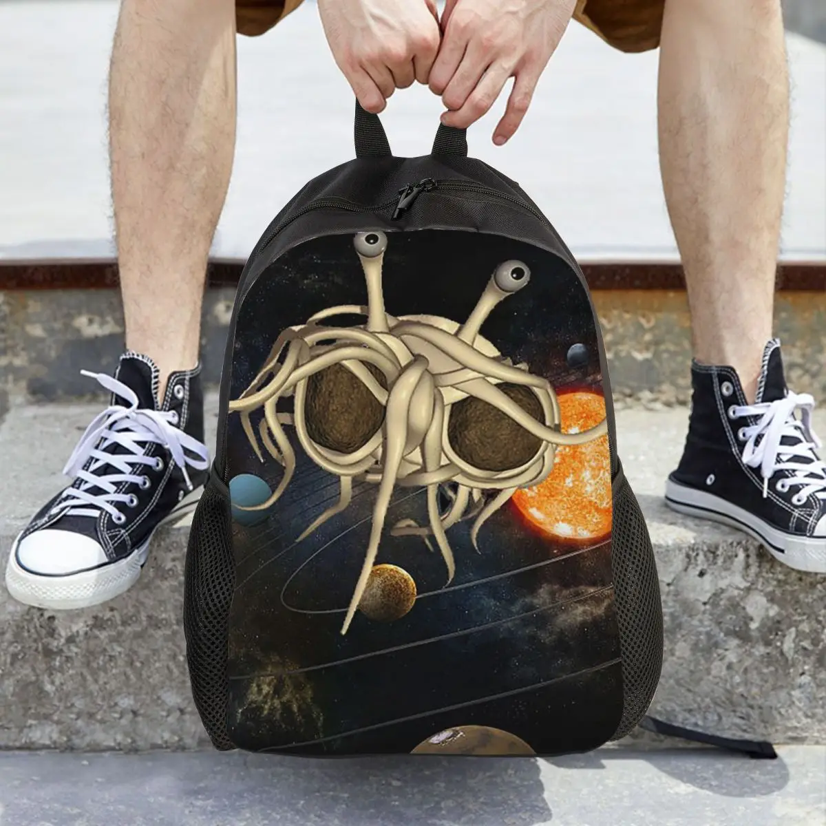 The Flying Spaghetti Monster Flying Spaghetti Monsterism FSM Backpack Daypack Large Capacity BookBag School Bag Shoulder Bags