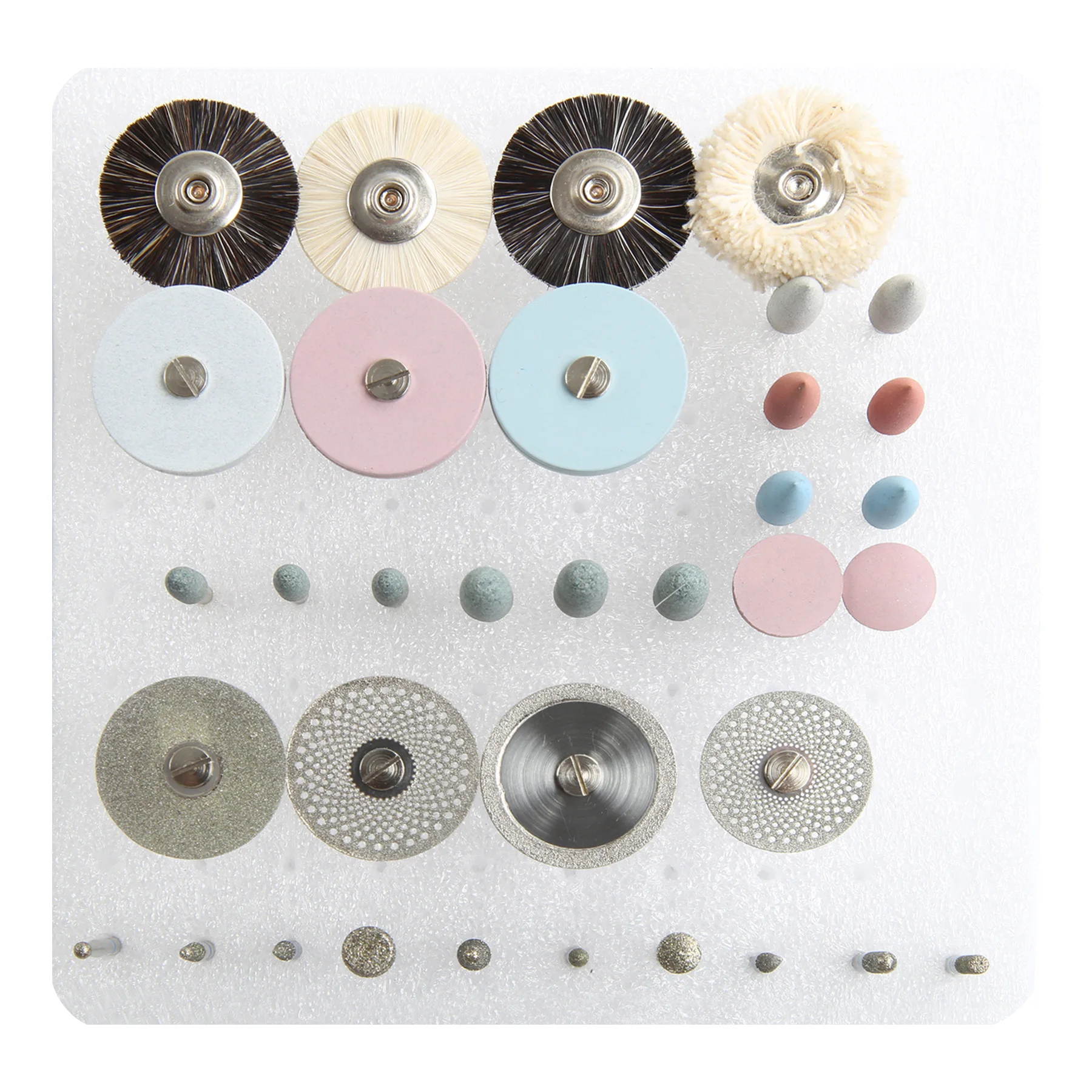 35pcs/Set Dental Lab Polishing HP Kit Ceramic Porcelain Grinding Dentist Tool Diamond Burs Brush Material