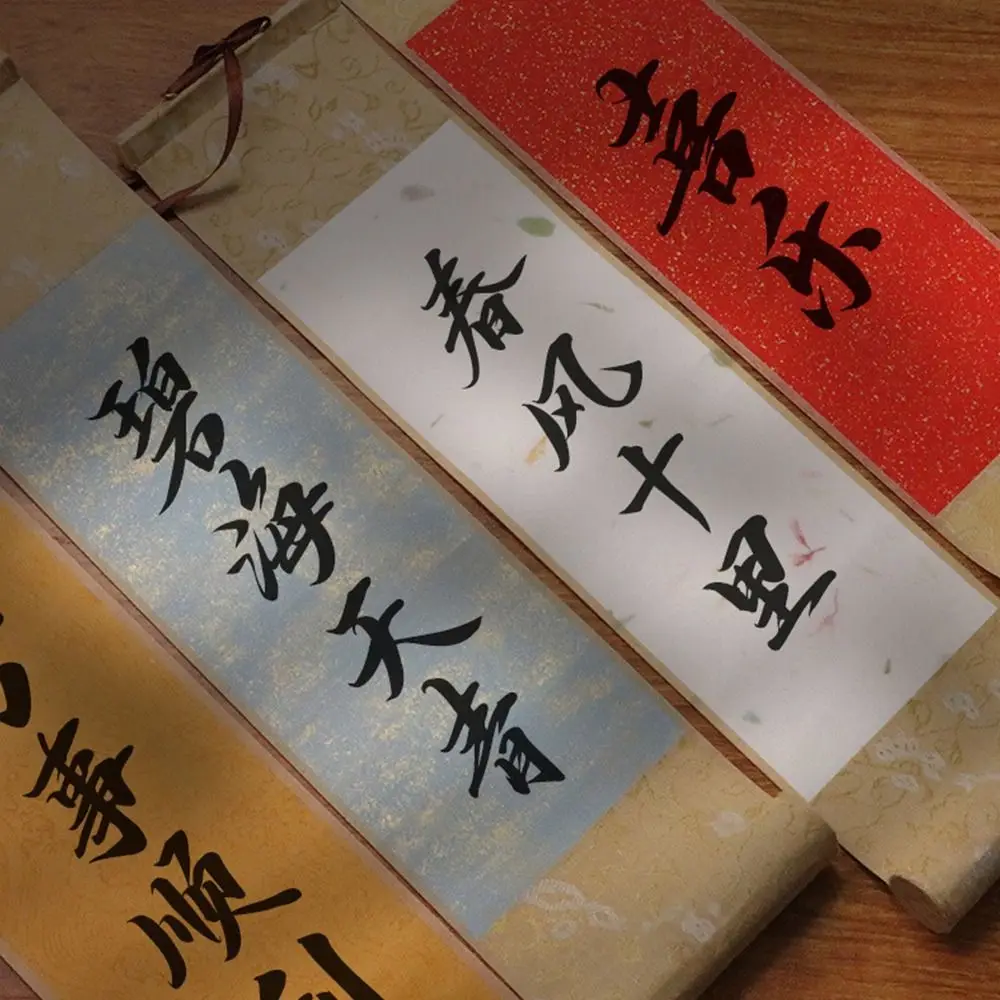 

Бумага для рисования и живописи, позолоченная рисовая бумага, свиток, подарки ручной работы, мини-свиток в китайском стиле, батик, пустой подвесной свиток