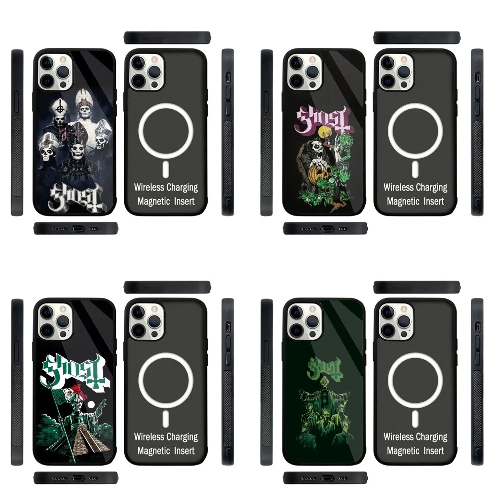 R-Rock Ghost Band Telefoonhoesje Sterk magnetisch voor IPhone 15,14,13,Pro,Max,Plus,11,12,Mini Voor Magsafe Draadloos opladen