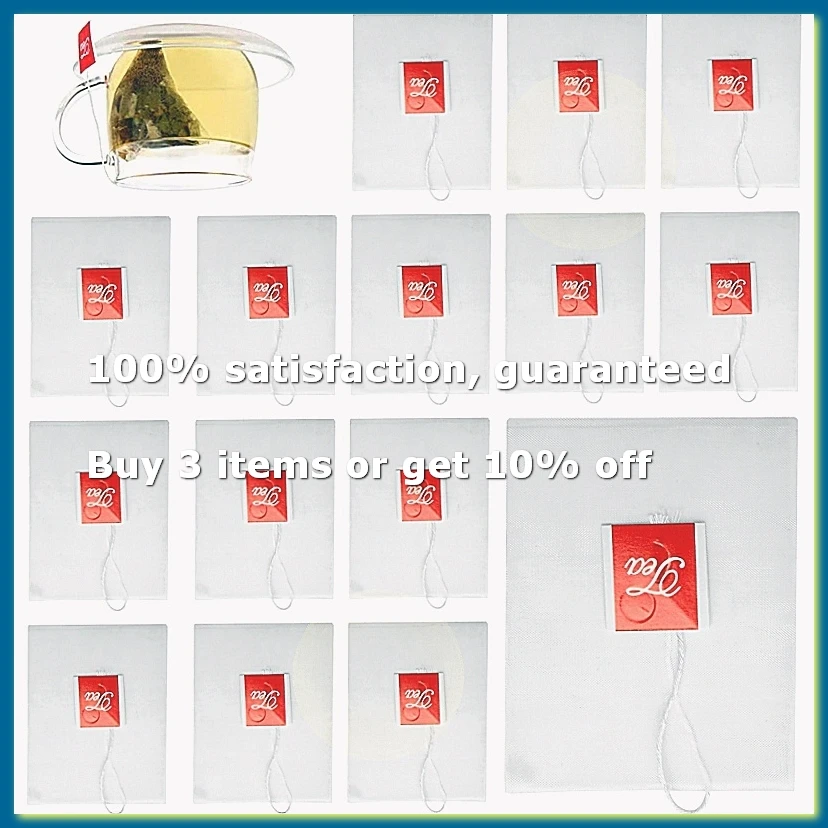 Tea Bag Infuser with String Heal Seal 100Pcs 7x6cm Sachet Filter Paper Nylon Teabags Empty Tea Bags