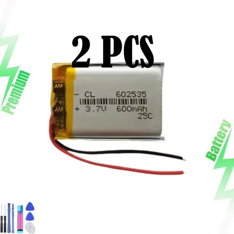 

Комплект из 2 литиевых аккумуляторов 3,7 В, 600 мАч, 2,22 Втч, 602535 Lipo для Bluetooth-колонок и MP4-плееров