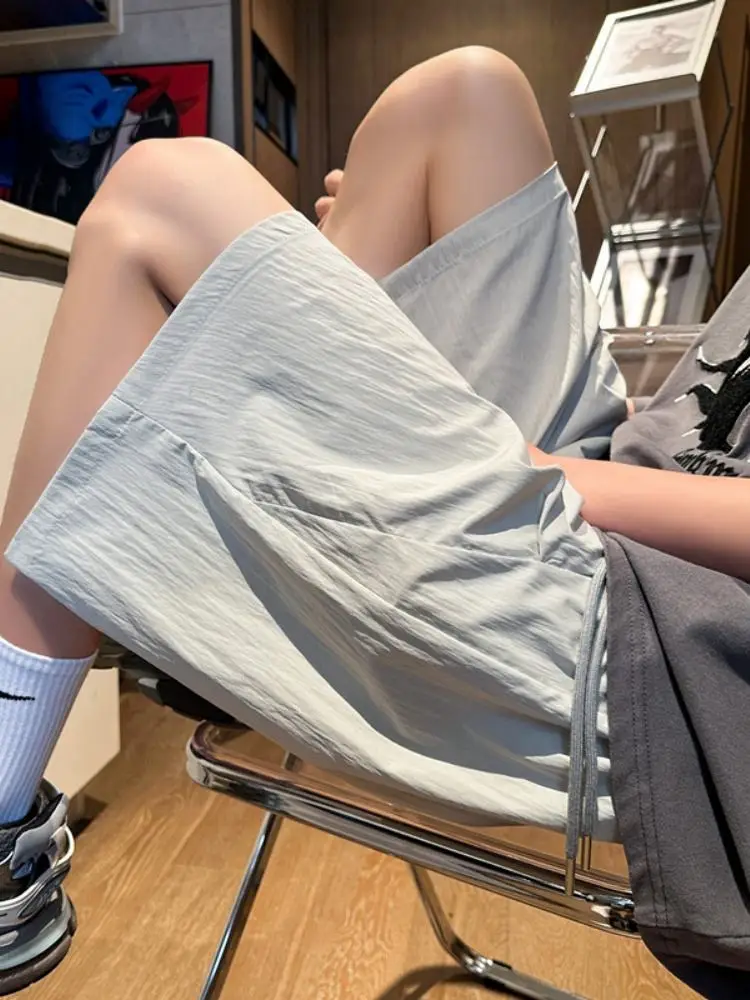 

Ice Silk Men's orts Summer Thin Qui Dry Straight Leg Loose Fit Five Inch Baskeall Pants Casual Spor American Sle