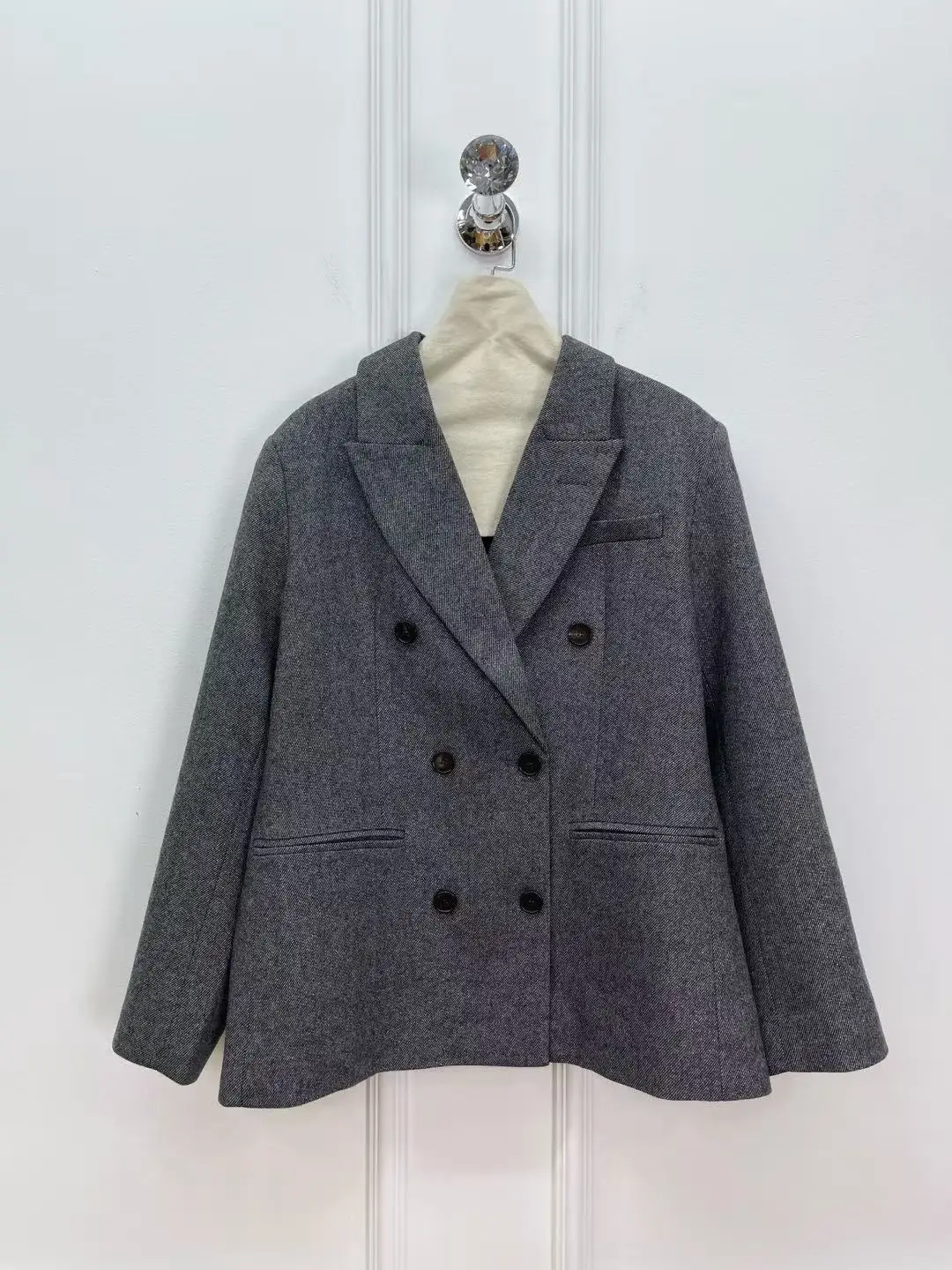 

Новый женский двубортный кашемировый шерстяной короткий пиджак, модный и универсальный повседневный топ + повседневные брюки