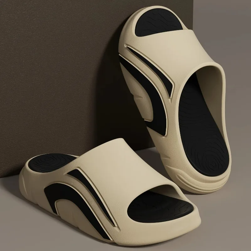 Men EVA Shower Slippers Summer Anti Odor Non Slip Thick Bottom Slides Soft Cushion Indoor Outdoor Bathroom Beach Casual Sandals - view 4