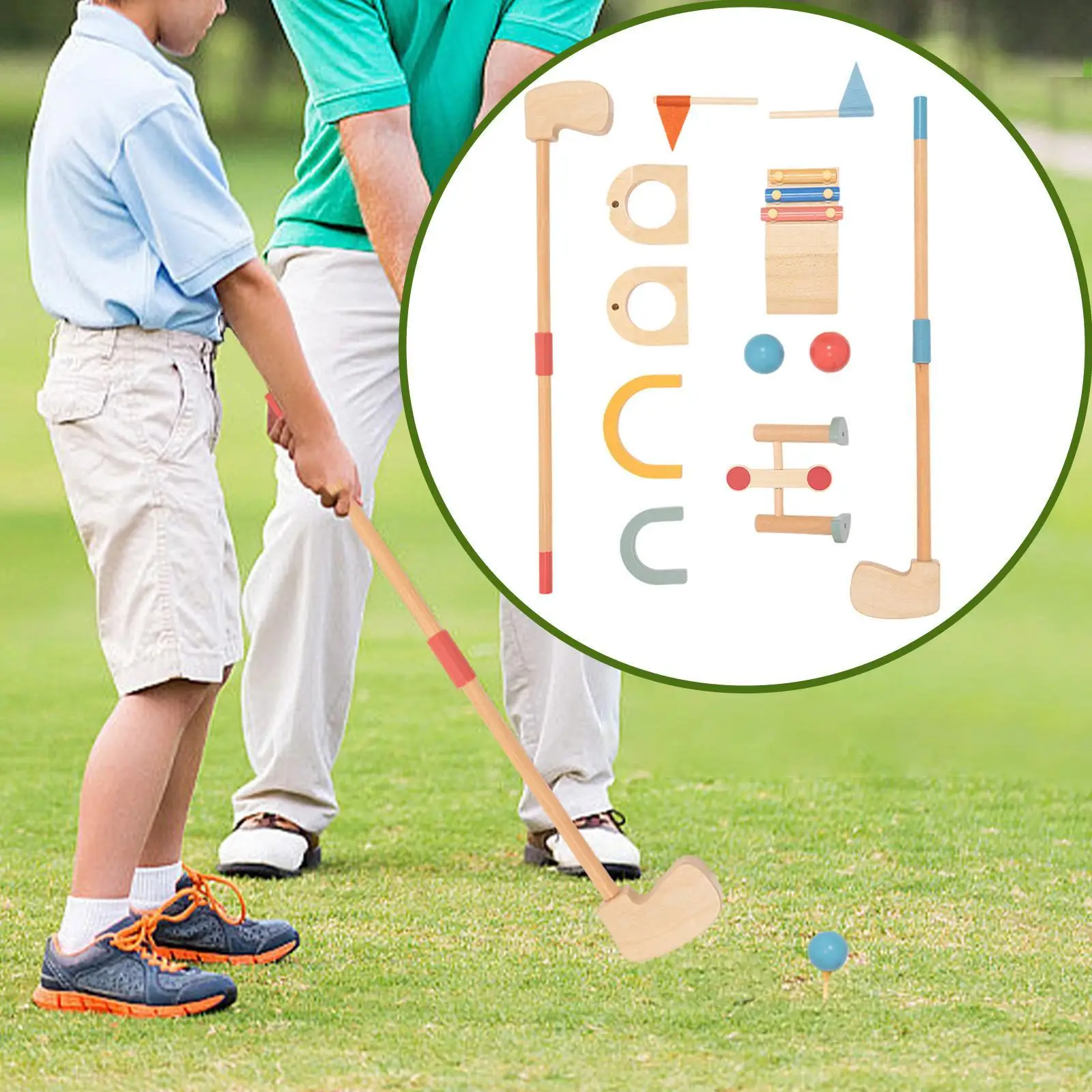 

10 Pieces Kids Golf Toys Set Indoor Miniature Golf Set Active Exercise Sport Toys Toy Sport Golf Club for Home Boys Girls