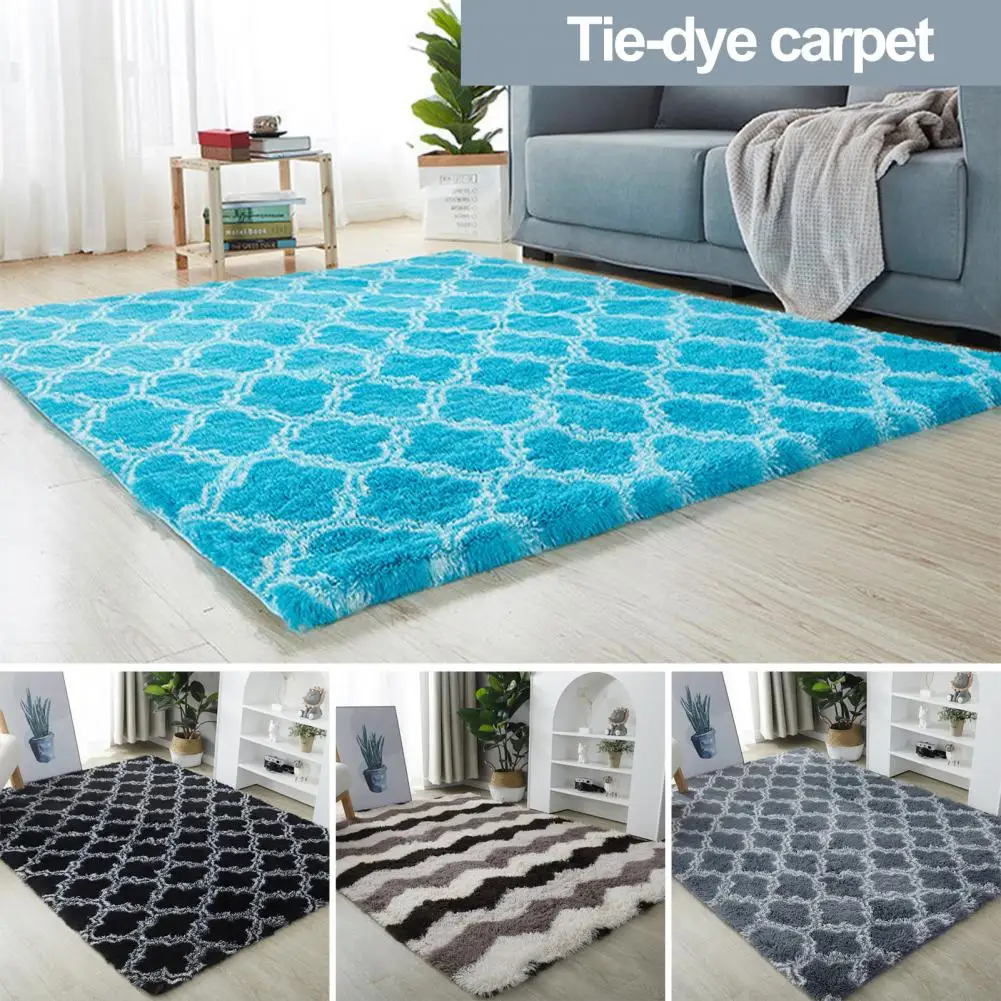 Shaggy Tie-Dye Area Rug Water Ripple Geometric Floor Rug Plush Non-slip Washable Living Room Bedroom Kids Room Floor Carpet