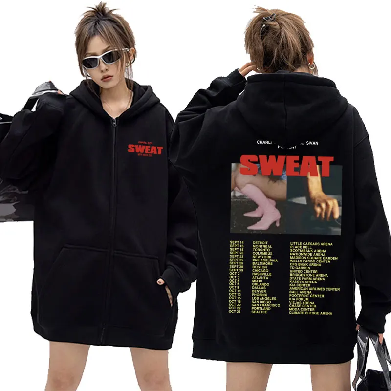 

Singer Charli Xcx Brat Crash Sweat 2024 Tour Zipper Hoodie Men Women Fashion Oversized Zip Up Jacket Men's Cotton Zip Up Hoodies