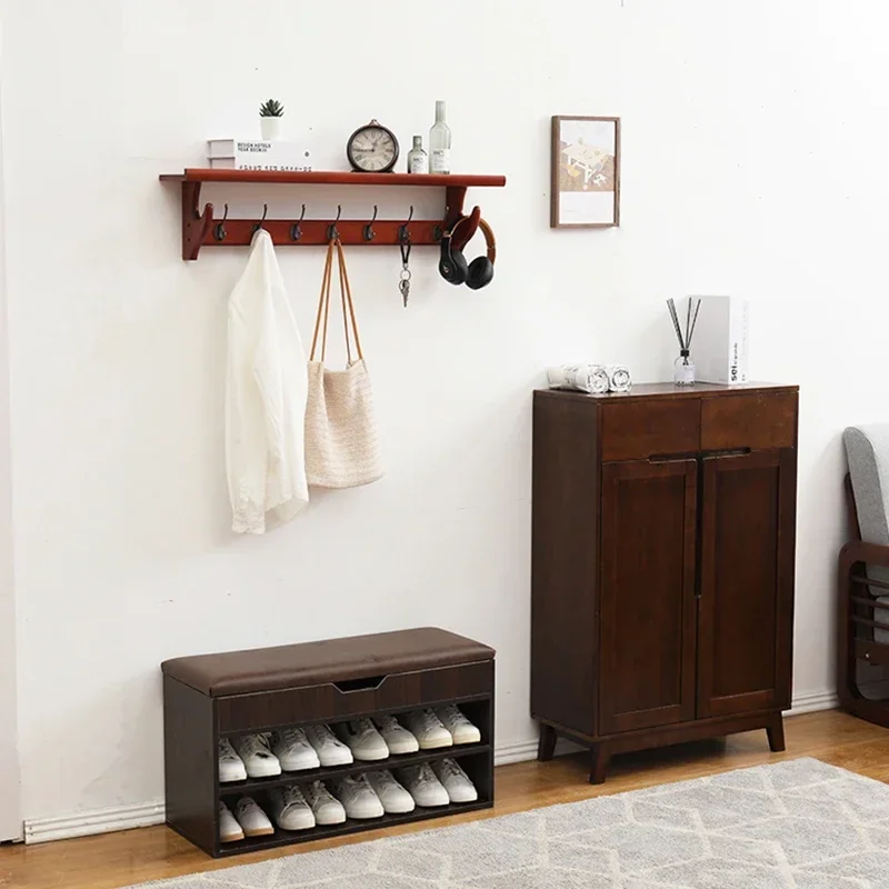 Modern Wooden Wall Mounted Coat Rack Hallway Storage Place Saving Clothes Drying Rack Detachable Designe Perchero Furniture