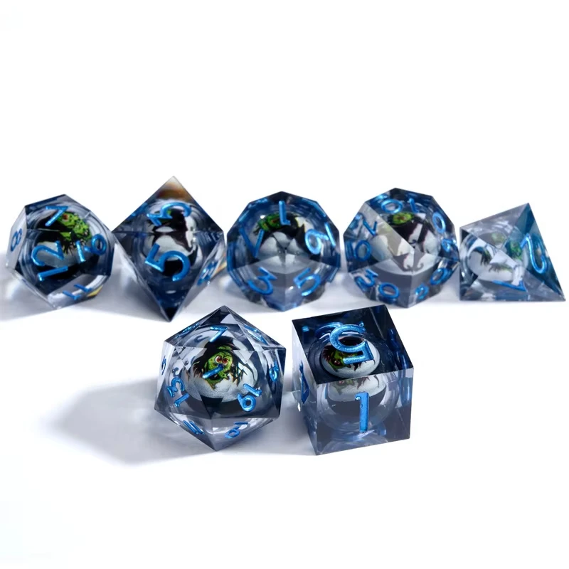 Halloween Green Ghost Dice RPG Resin dices DND Dice Set for Dungeons and Dragon Polyhedral Resin sharp edge dice RPG D&D Dices