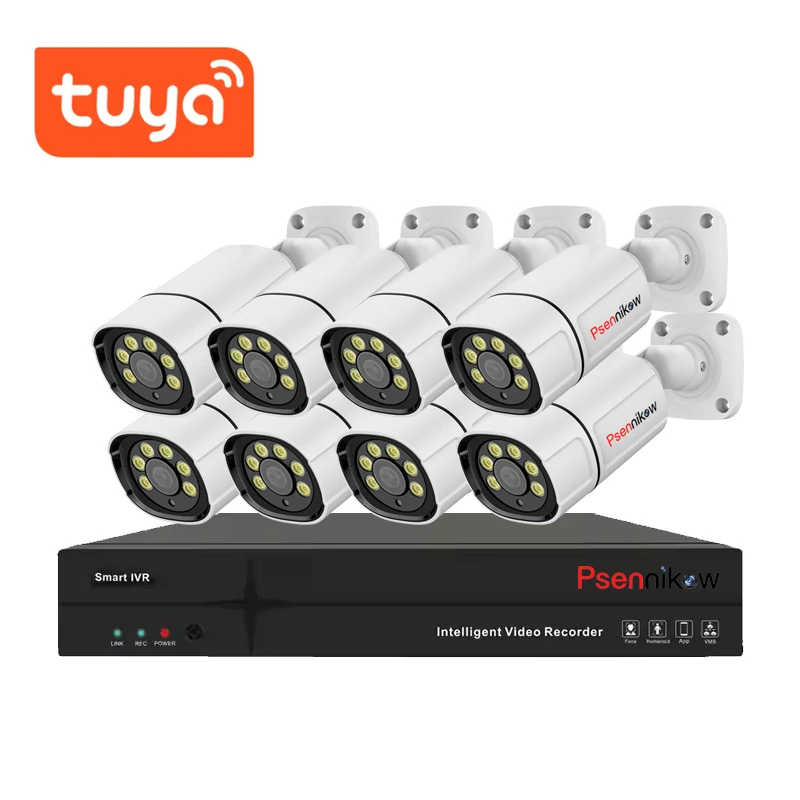 

Tuya 8MP 8CH NVR Outdoor Security Camera HD IP Motion Detection Bullet Metal Waterproof POE KIT Built-in Mic&Spearker Built-in