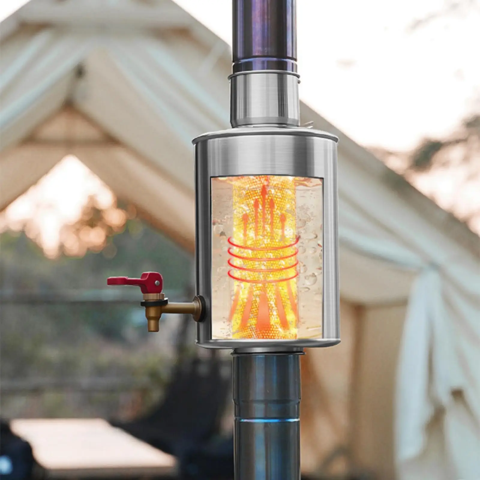 

Camping Tent Stove Water Tank Sturdy Premium, Professional, Practical Durability Chimney Water Tanks Accessories for 70mm