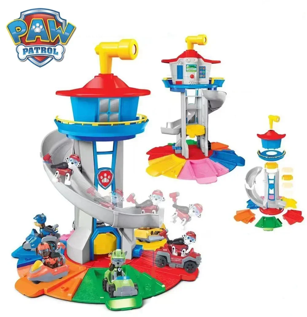 Big Size Paw Patrol Lookout Tower model Toys with 9Pcs Paw Patrol dog car action figure Children Birthday Gift