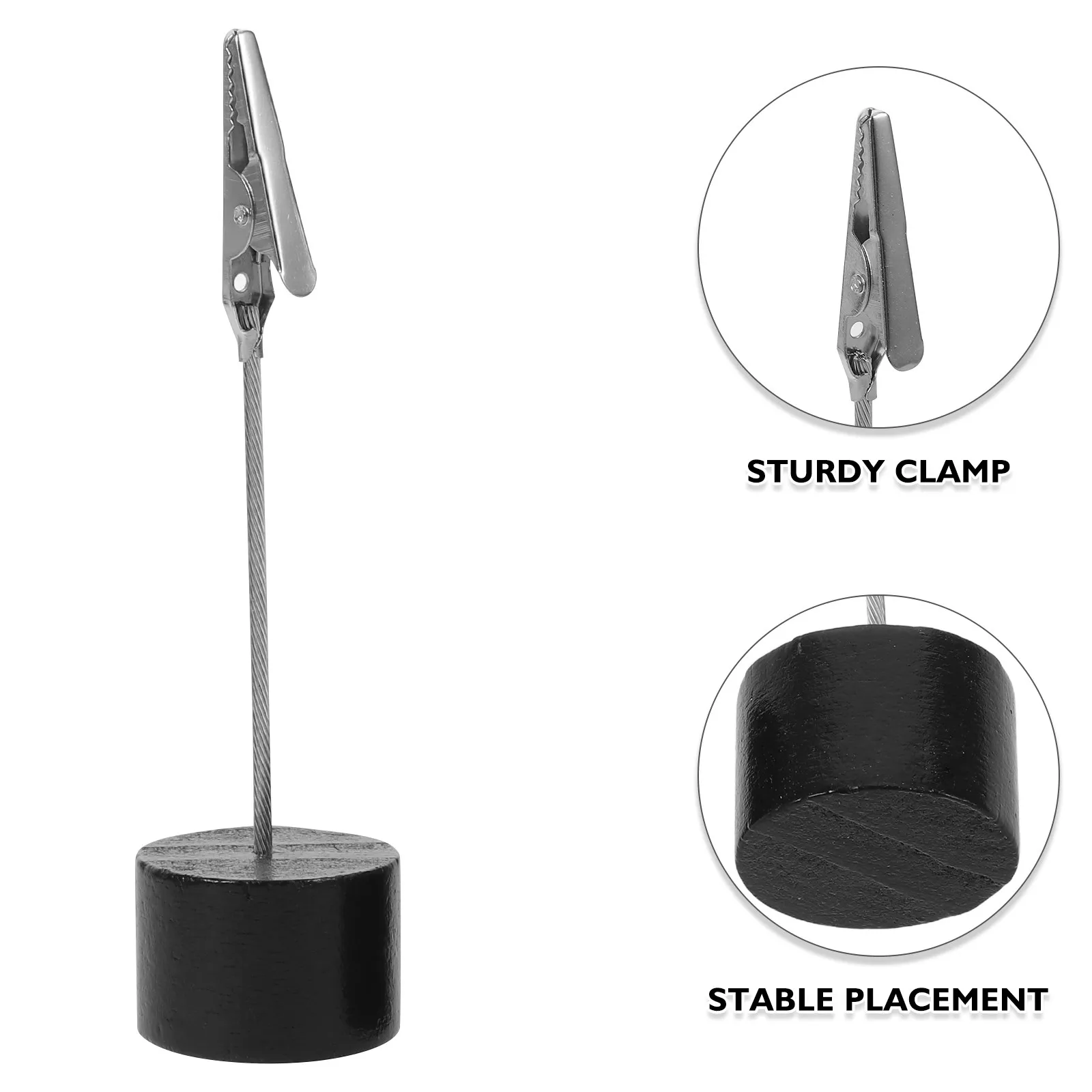 24Pcs Rustic Wood Card Holder with Sturdy Round Base Memo Clip for Table Picture Holder Wedding Reception Anniversary Party