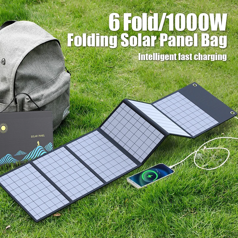 

1000W USB+DC Output Solar Charger Solar Panel Folding Bag Portable Foldable Solar Charging Device Outdoor Portable Power Supply