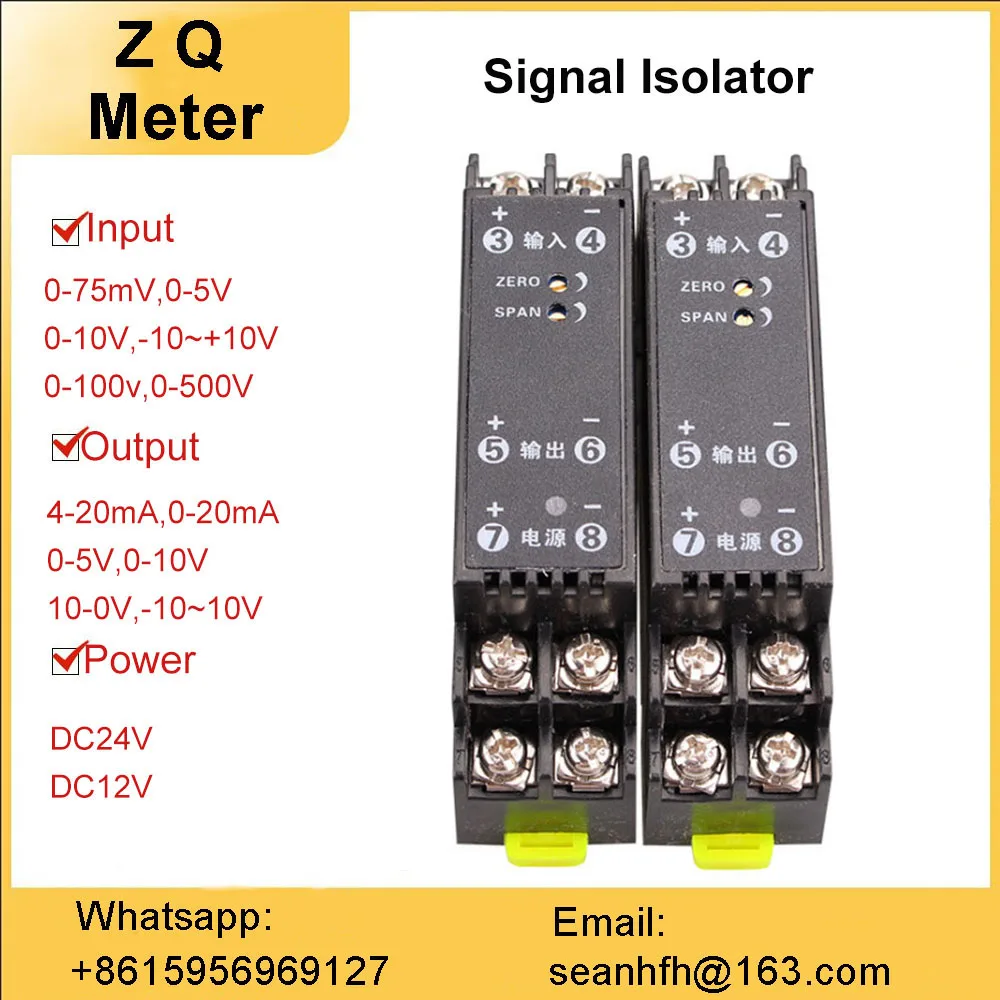 DC current and voltage signal isolator one in and one out analog conversion voltage transmitter isolation grid module