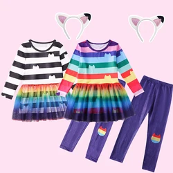 Gabby's Dollhouse vestidos y pantalones para niños, conjuntos de otoño para niñas, gatos Gabby, disfraz de Cosplay de carnaval, ropa de manga larga para fiesta de cumpleaños