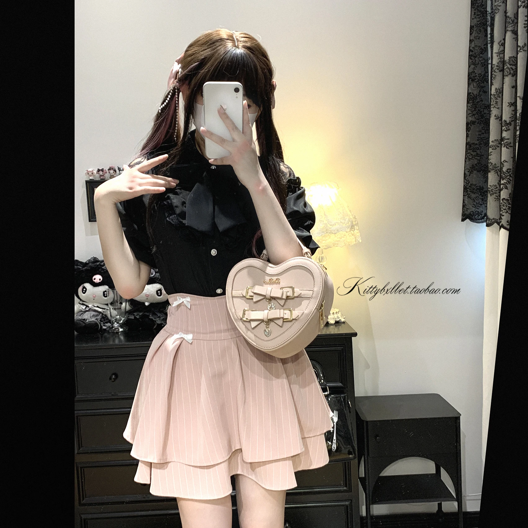 Japanese Mines Mass-produced Blouse Lace Off-shoulder Short-sleeve Bow Single-breasted Sweet Versatile Lolita Shirts Tops Women