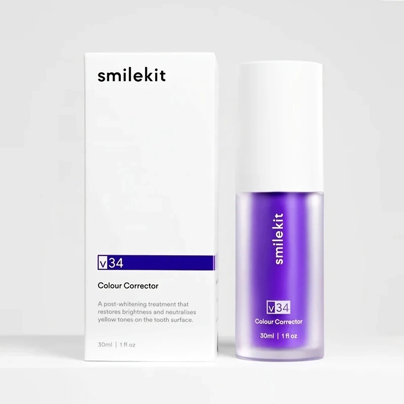 Smilekit-Dentifrice violet V34, soins dentaires, blanchiment des dents, éclaircissant, SAP jaunissant, livres, 30ml