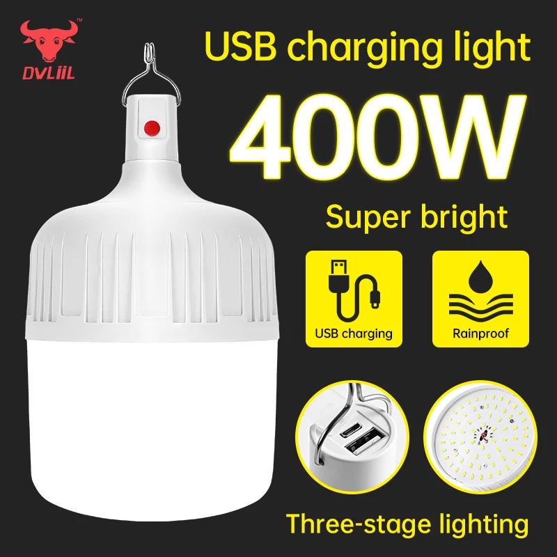 

LED outdoor lights waterproof High Power light led outdoor Emergency Bulb 300W 350W 400W hock light USB Rechargeable lamp
