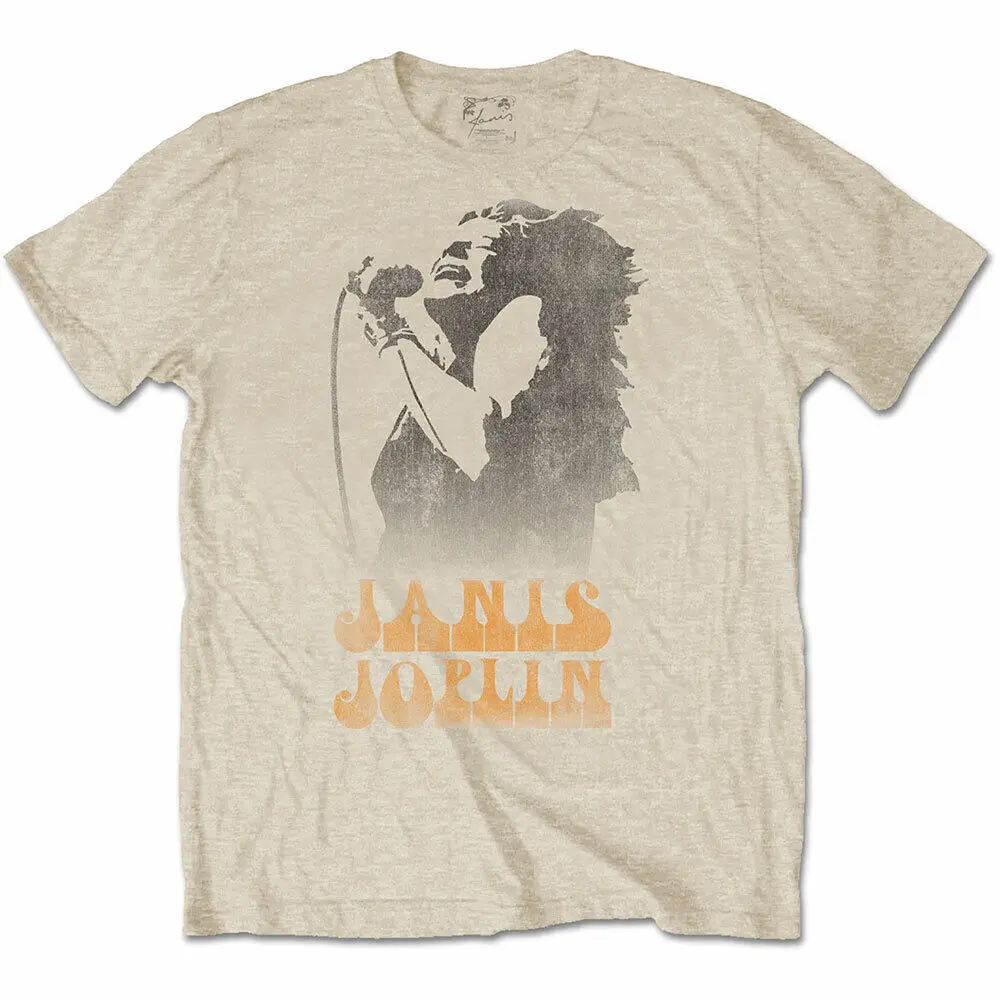 Janis Joplin Working The Mic Official T Shirt Mens