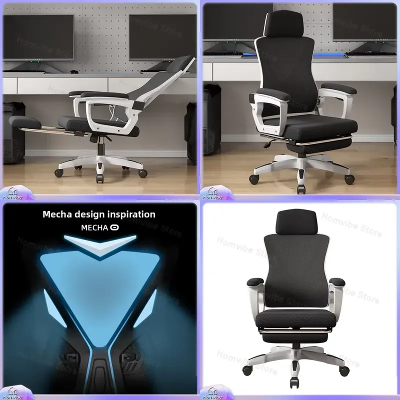 Gaming Chair Ergonomic Computer Chair with Adjustable Height Reclining Backrest Breathable Mesh Back Office Chair for