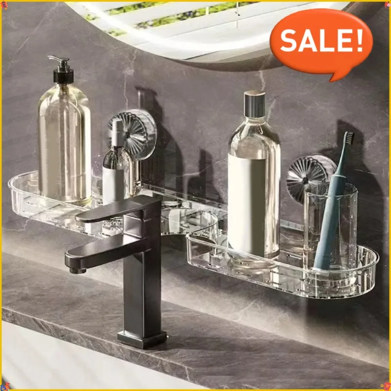 2026 Hot Selling Items Bathroom Storage Bathroom Organizer Cosmetics Holder Cosmetics Shelf Easy Installation Moisture-resistant