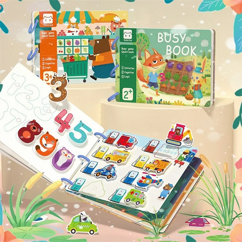 

2-10 Year Old Baby Early education busy book sticker Book Reusable Toddler Logical thinking training book