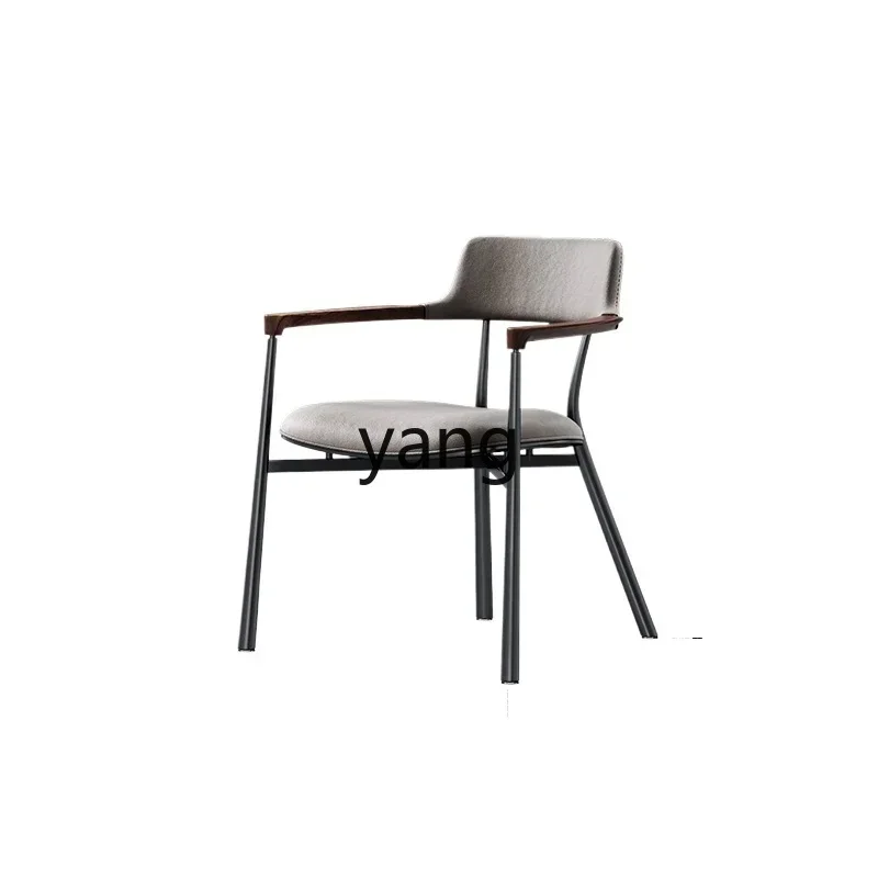

LMM Model Walnut Tea Table and Chair Light Luxury High-Grade Study Chair Leather Tea Chair