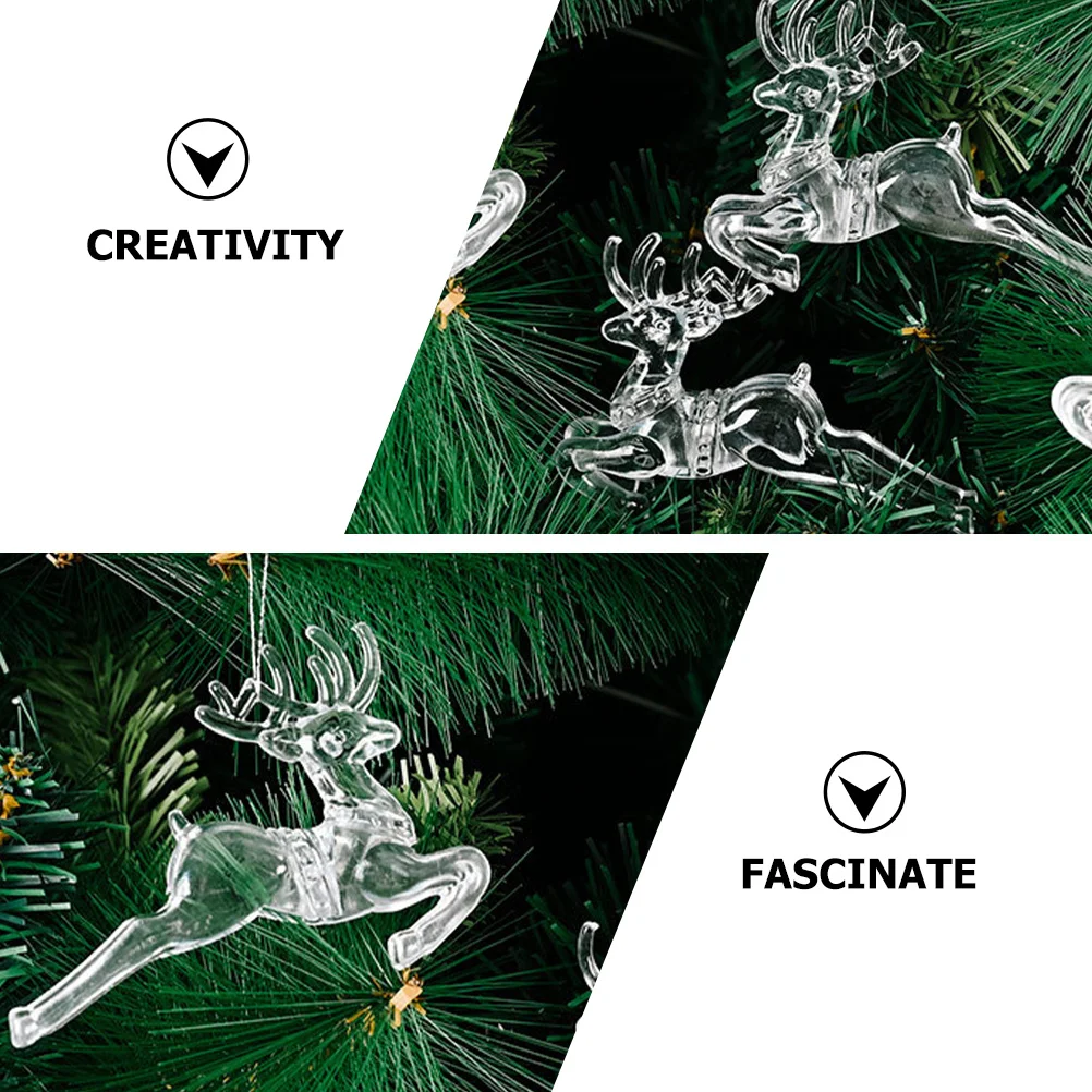 

8Pcs Acrylic Elk Hanging Ornaments Christmas Tree Decorations Clear Xmas Party Decor Elk Pendants Holiday Hanging Ornaments
