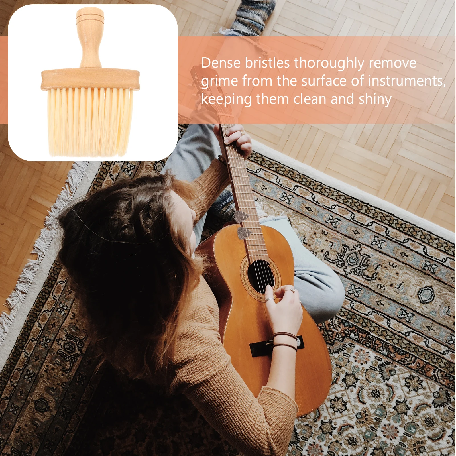 

6 Pcs Musical Instrument Cleaning Brush Soft Bristles Plastic Handle Guitar Fret String Eraser Piano Cleaning Kit Flute