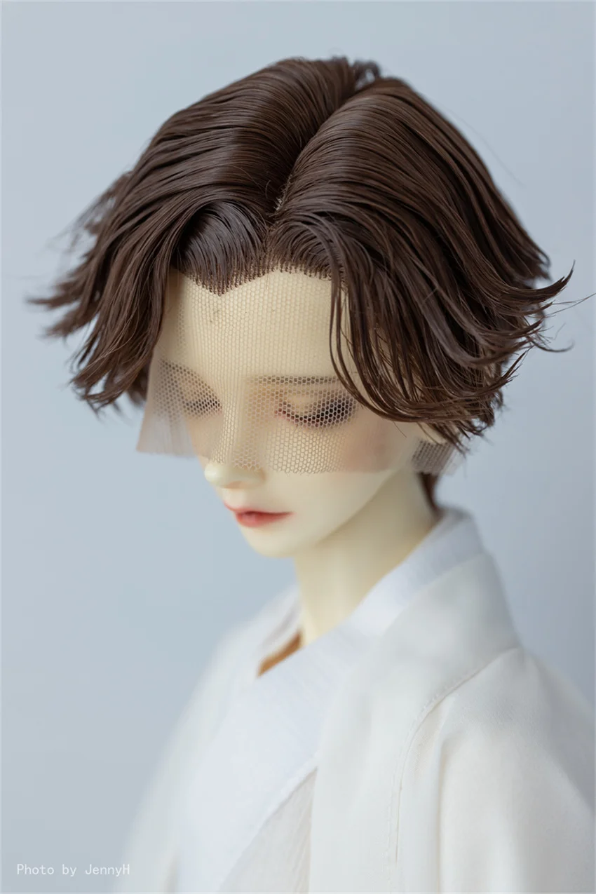 Brown Handsome Forehead Hand Hook Short Hair BJD Doll Wig Toys Boys 1/3 High Temperature Silk Daily Styling Doll Accessories XC