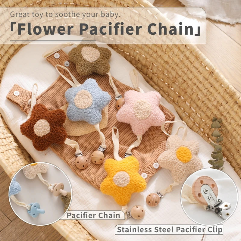 Baby Pacifier Clip Flower Pacifier holder Mother-kids Stroller Toy Girls Pacifier Holder Newborn Baby Stroller Things Baby Toy