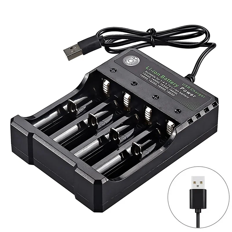 2 3 4 Slots 18650 Battery Charger 3.7V Portable Rechargeable Charger Lithium For 26650 18700 17670 16340 14500 10440 Batteries