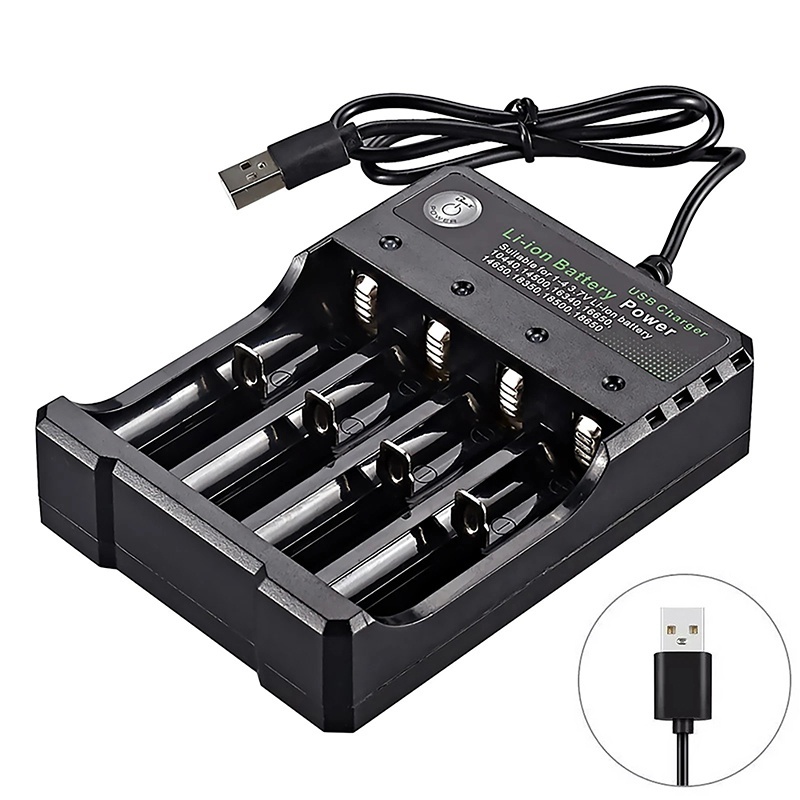  2 3 4 Slots 18650 Battery Charger 3.7V Portable Rechargeable Charger Lithium For 26650 18700 17670 16340 14500 10440 Batteries 