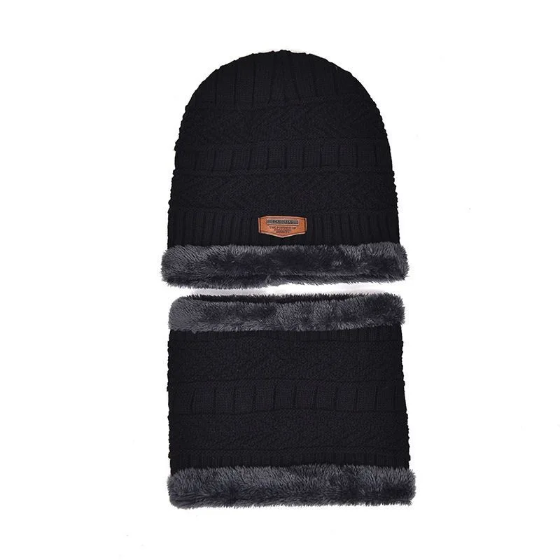 Winter Beanie Hats Scarf Set Thick Warm Slouchy Beanies Hat for Men Women