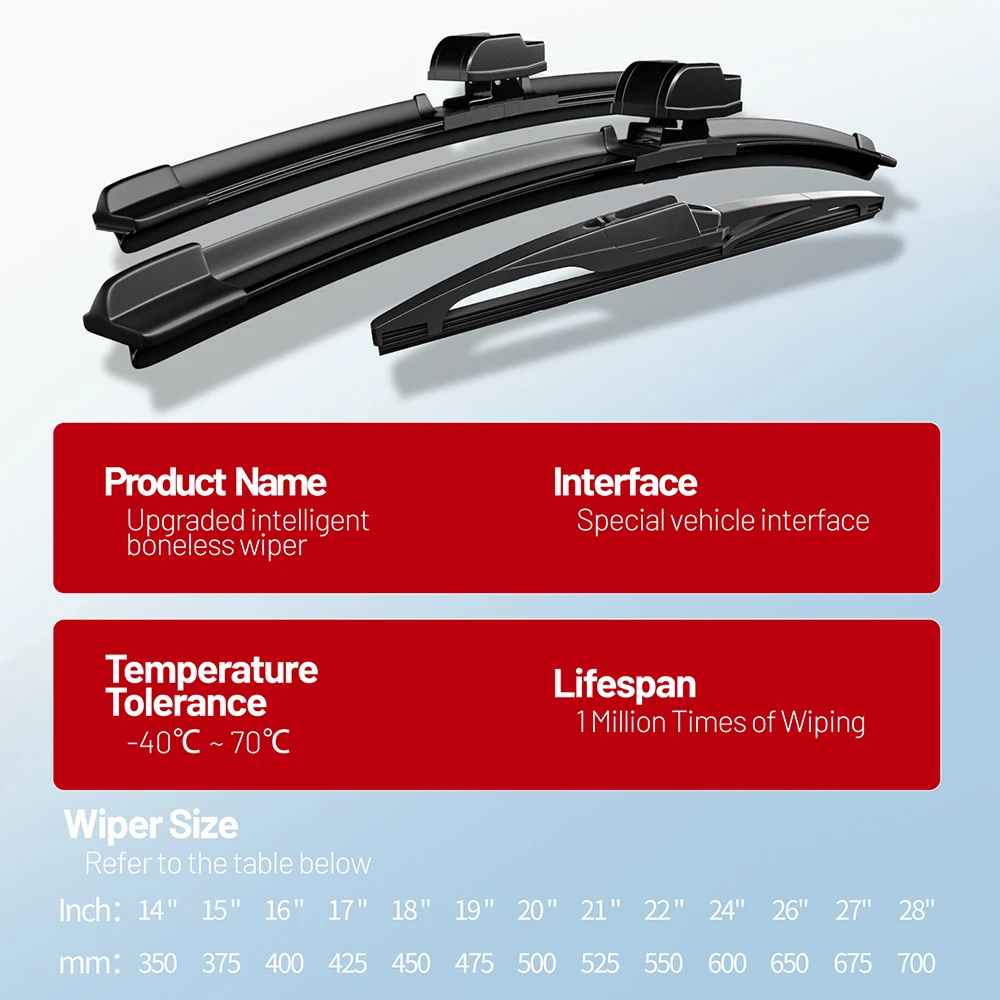 Front & Rear Wiper Blades Set For Citroen C4 Grand Picasso/Picasso 2008-2013 2009 Silent Windscreen Wipers Accessories 30"30"14" view 6