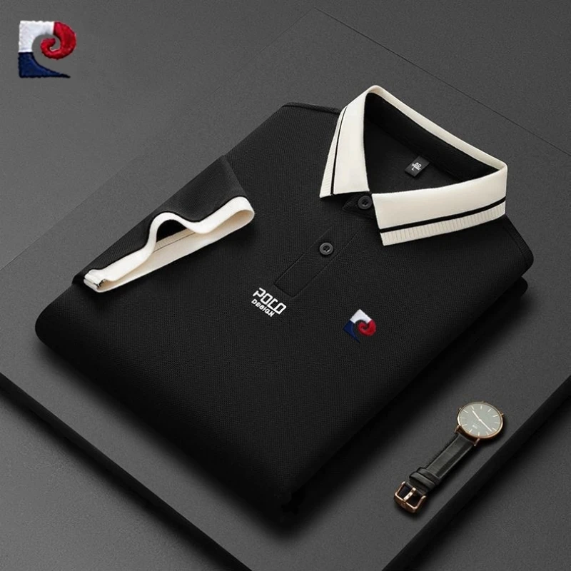 New men's high-quality short sleeved polo shirt, summer fashion, casual, comfortable, sweat absorbing and breathable top