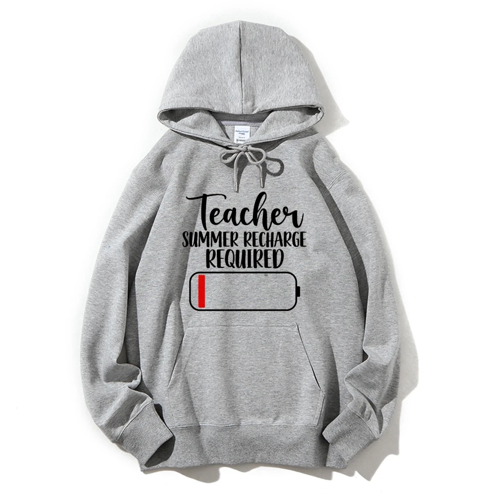 

Graphic Hoodie Teacher Recharge Hoodie All Cotton High Quality Oversize White Hoodie Summer Text Print Funny Y2K Trend