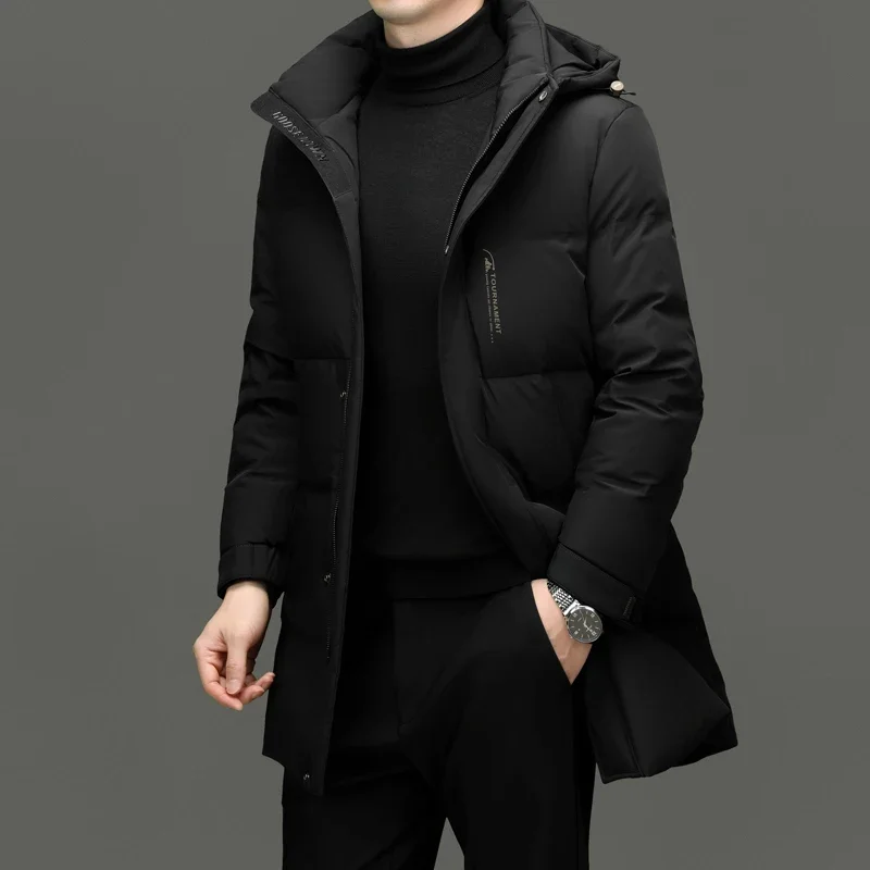 COZOK-Veste à Capuche Ultralégère en Duvet de Canard pour Homme, Manteau Long, Coupe-Vent, Vêtements de Styliste, Collection Hiver