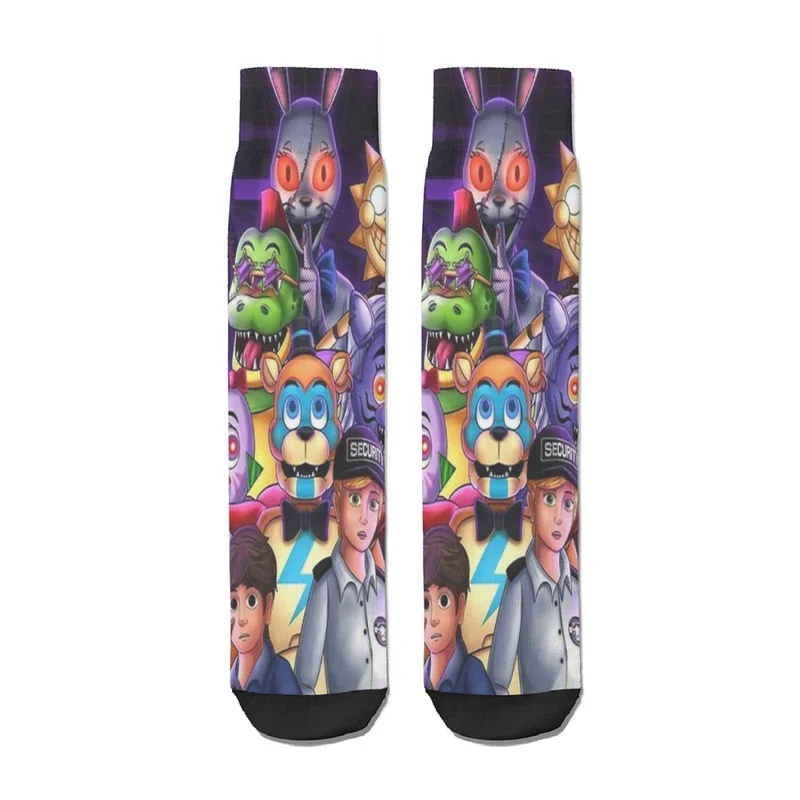 FNAF Horror Game Security Breach Poster  Straight Socks Male Mens Women Summer Stockings Polyester Polyester