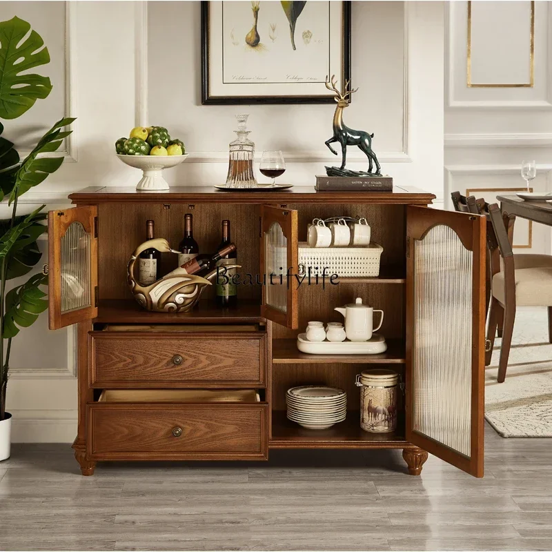 D25 الخشب الصلب الطعام الجانب المطبخ خزانة الشاي الأوروبية بسيطة جدار خزانة مشروبات SSS