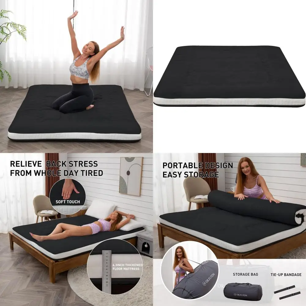 

Extra Thick Japanese Mattress Topper - Rollable Bedding for Comfortable Lounge & Travel