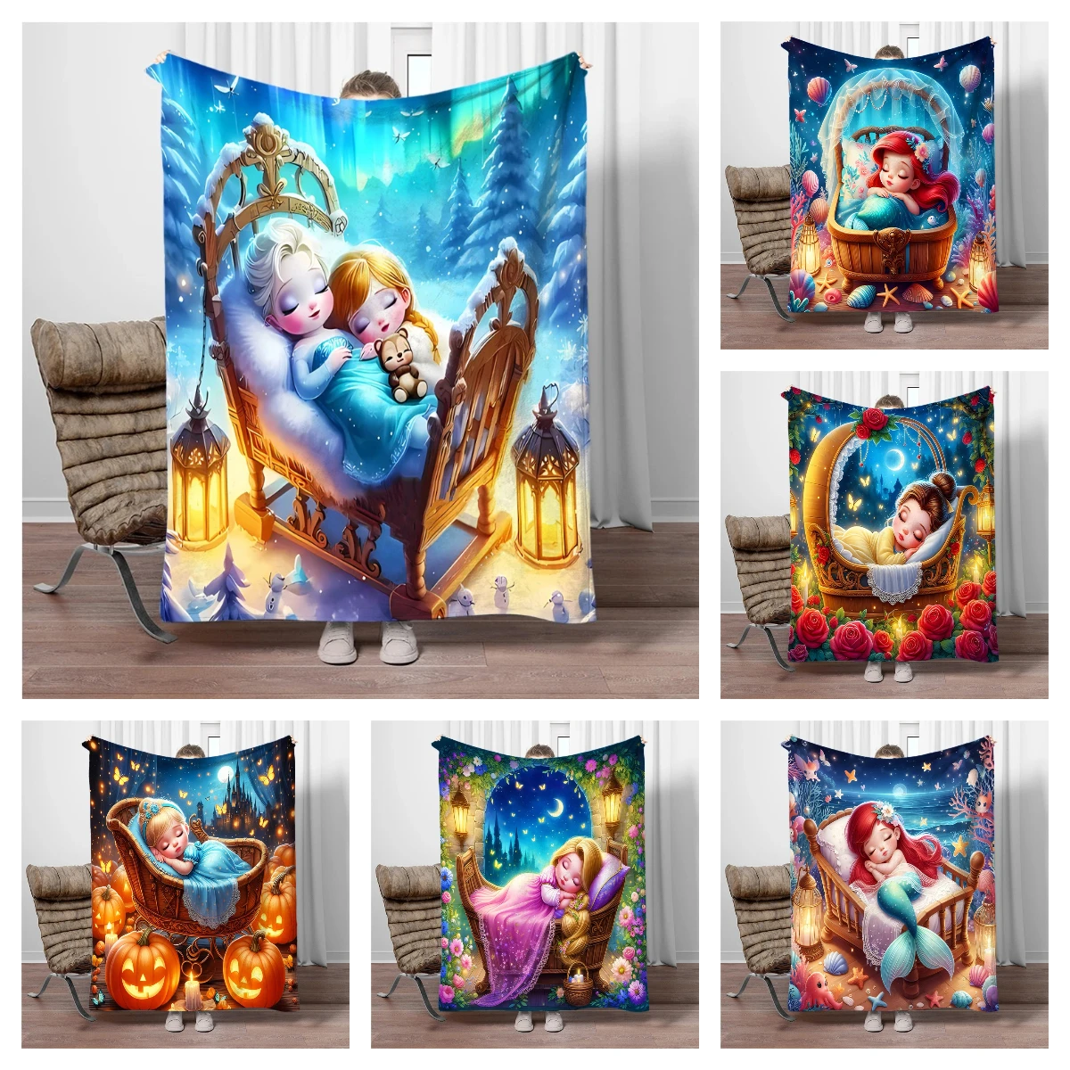 

Cartoon Baby Princess Blanket Children Keep Warm Soft Blanket for Sofa Bed Cover Blanket Suitable for Birthday Souvenir Gifts