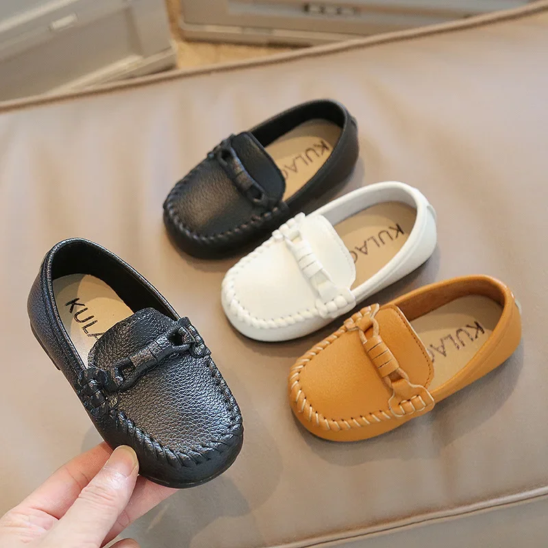 Kids Leather Shoes Children Casual Flats Boys Sneakers Loafers Moccasins Spring Autumn School Party Wedding Black White Shoes