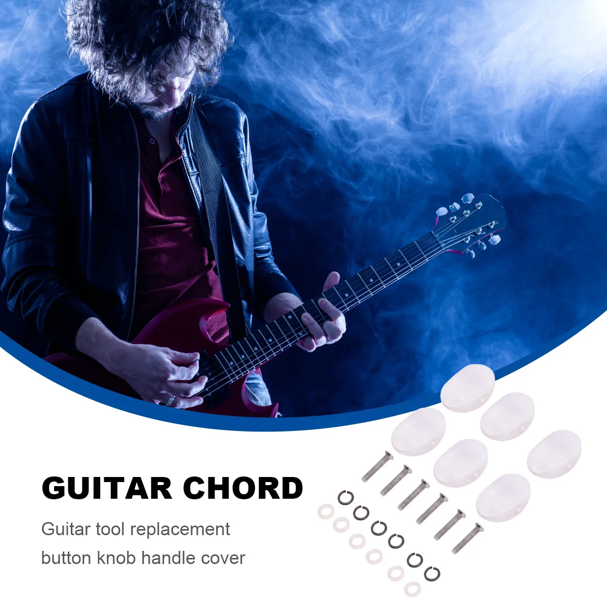 

6Pcs Guitar Machine Head Tuning Peg Buttons Semicircle Plastic Replacement Kit for Acoustic Guitar with Ferrules Screws