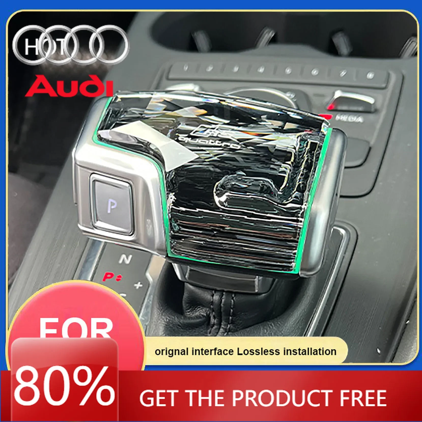 

2026 Hot Interior Stickers Audi 4 A5 B9 A6 A7 C8 Q5 Q7 S4 S5 S6 S7 SQ5 RS4 RS5 RS6 RS7 Crystal Led Gear Shift lever Knob gear ro