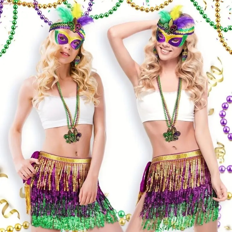 مجموعة إكسسوارات أزياء F92D Mardi Gras لدعائم حفلات الهالوين التنكرية #3